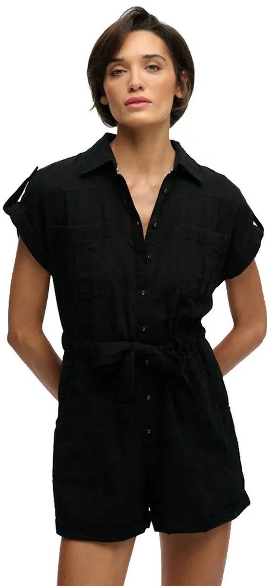 Superdry Belted Utility Playsuit Korte Mouw Romper 2XS Vrouw Zwart