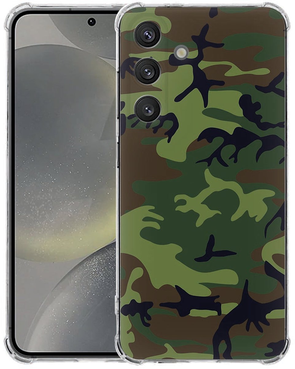 TPU Case Anti-Shock voor Softcase Samsung Galaxy S25 FE Hoesje - Army Dark TPU Antishock