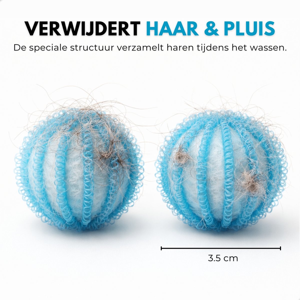 Boncy® Drogerballen 8 stuks Blauw - Droger Ballen Haarverwijderaar voor Wasdrogers & Wasmachine - Haarvanger Wasbollen - Anti Haar Droogballen - Wasdrogerballen - Wasballen Pluizenverwijderaar Huisdieren Wasmachine Pluis Wasbol — afbeelding 2