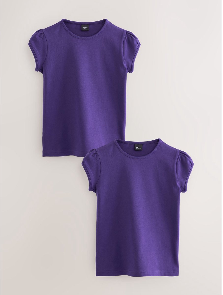 Next - Meisjes - 2 -pack T-shirts met pofmouwen - Paars