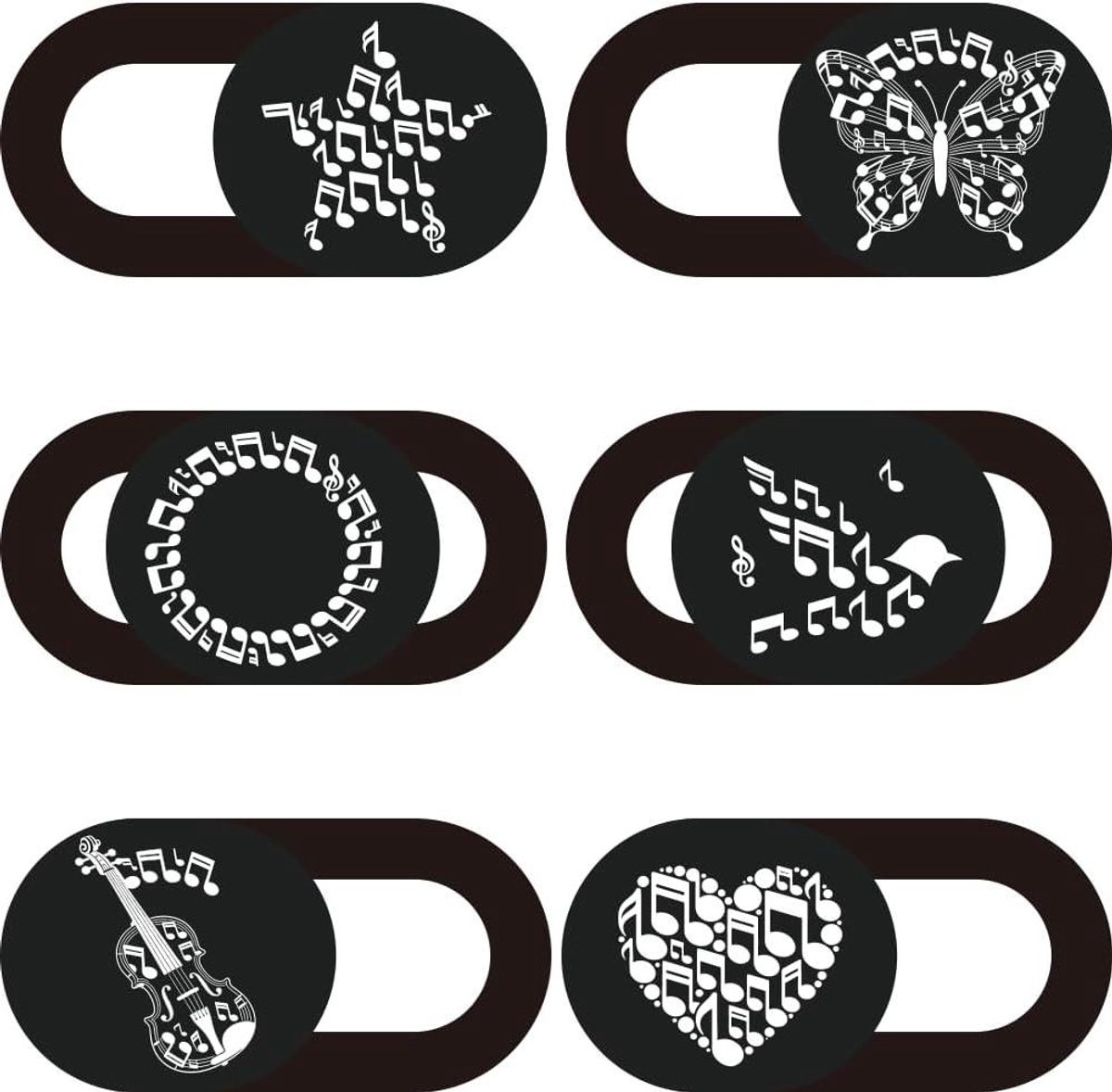 Webcam Cover Muzieknoten - Privacy Sticker Camera - Online Privacy Beschermen - Ultra Dun Ontwerp - 9 x 18 mm
