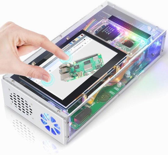 Computer Case Kit - Raspberry Pi Behuizing - Uitbreiden Raspberry Pi - Geïntegreerd Touchscreen - 4.3 Inch Scherm - Zwart