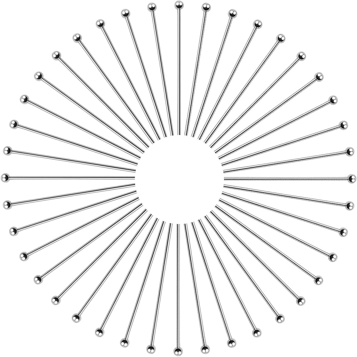 200 Stuks Ronde RVS Naalden 0.7 mm x 30 mm voor Sieraden, Haken en Ambachten