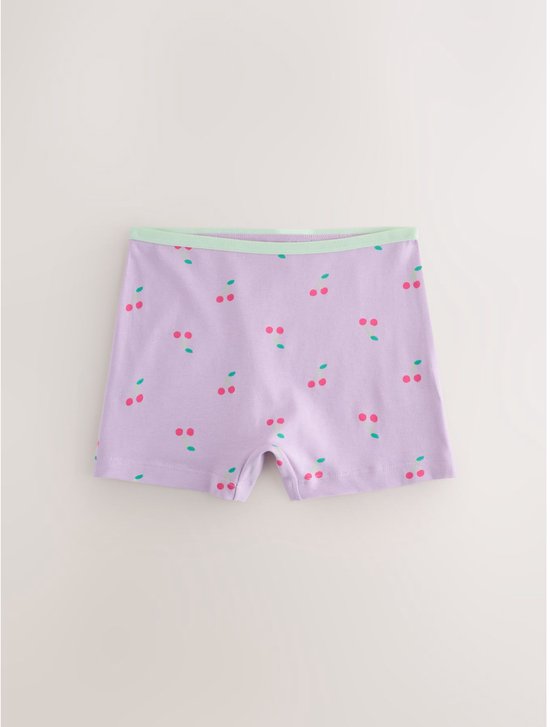 Lichtpaarse boxershorts met een all-over patroon van rode kersen en een mintgroene boord.