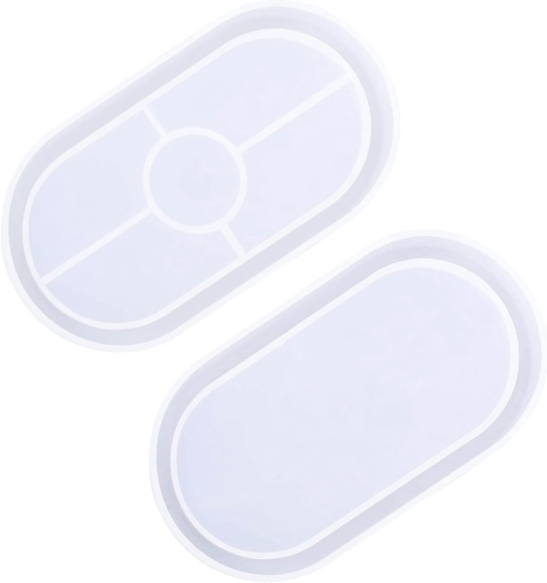 Resin Tray Moulds voor DIY Epoxy Projecten, Silicoon Mal voor Ovalen Platen en Tafelgerei, 2 Stuks