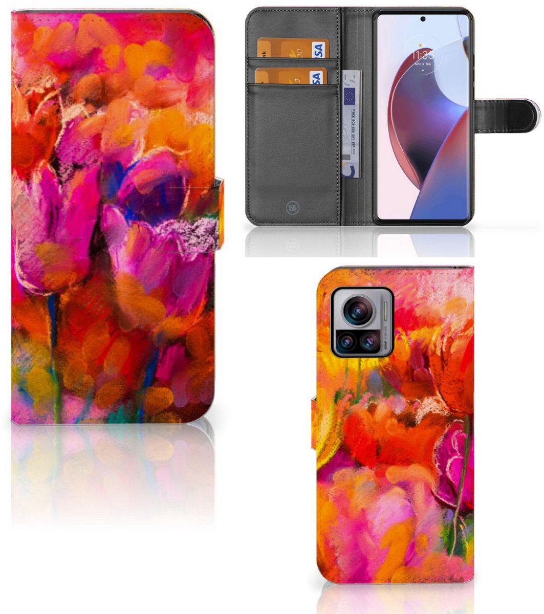 Book Case voor Hoesje Motorola Edge 30 Ultra Tulips