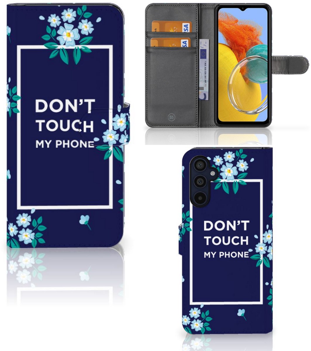 Samsung Galaxy M14 Portemonnee Hoesje Flowers Blue DTMP