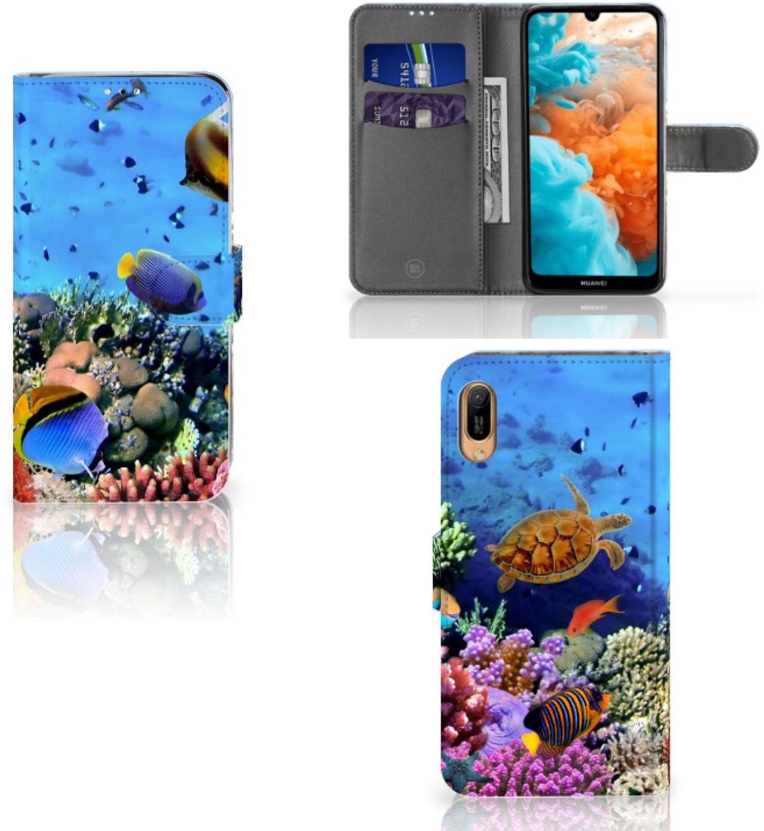 Huawei Y6 (2019) Telefoonhoesje met Pasjes Vissen