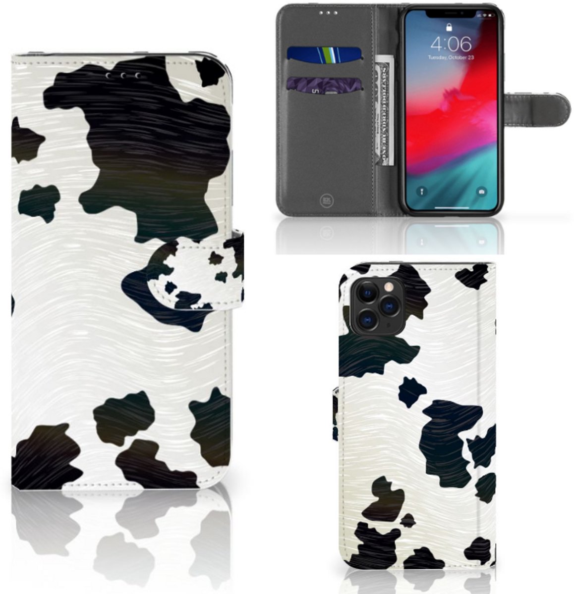 Apple iPhone 11 Pro Max Telefoonhoesje met Pasjes Koeienvlekken