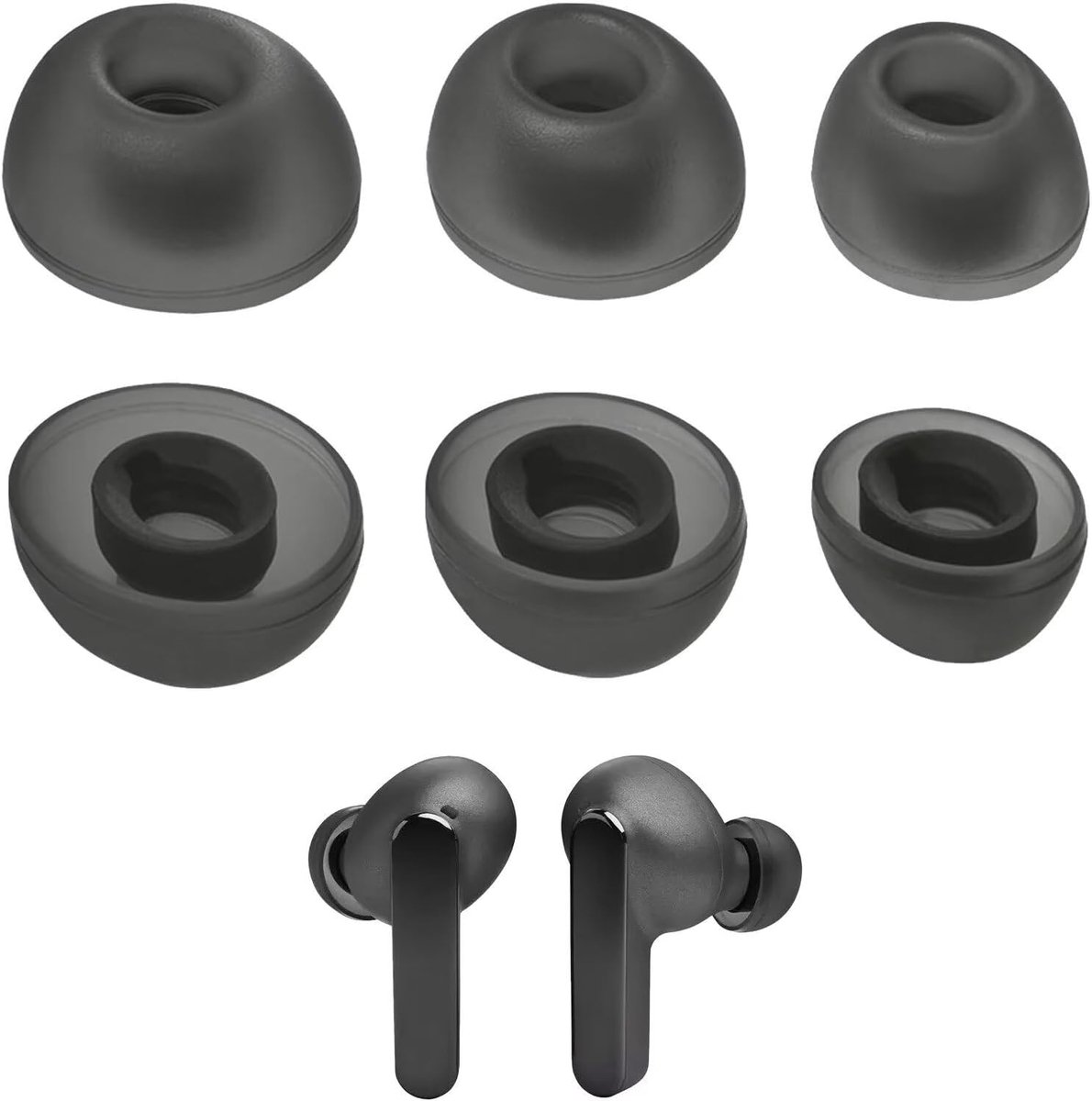 3 Pairs Replacement Earbuds - High Quality Soft Silicone Material - Ear Plug Cases S/M/L - Black/Blue Headphones