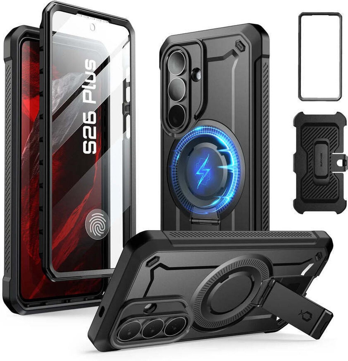 Supcase MagPro hoesje geschikt voor Samsung Galaxy S26 Plus met screenprotector - Zwart