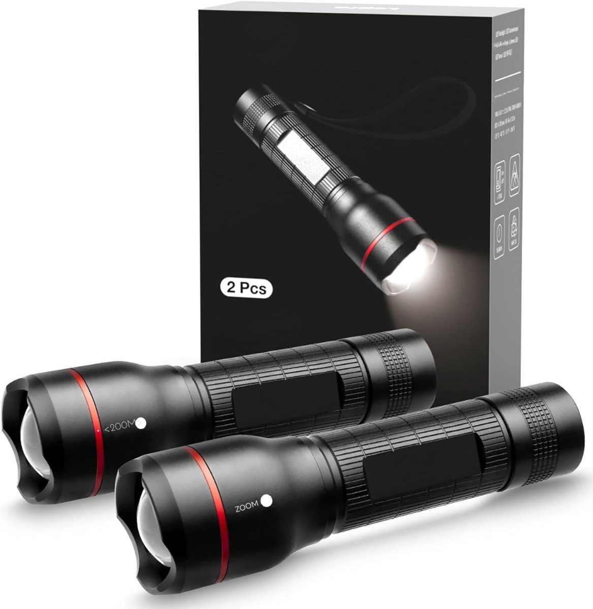REN® Zaklamp op batterijen - Zaklamp - Zaklampen - Zwart - 10cm x 4cm x 14cm; 260 g