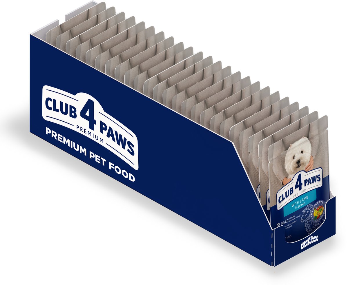 Club 4 Paws CLUB 4 PAWS Volwassen hond Natvoer Lam in saus 24x100g
