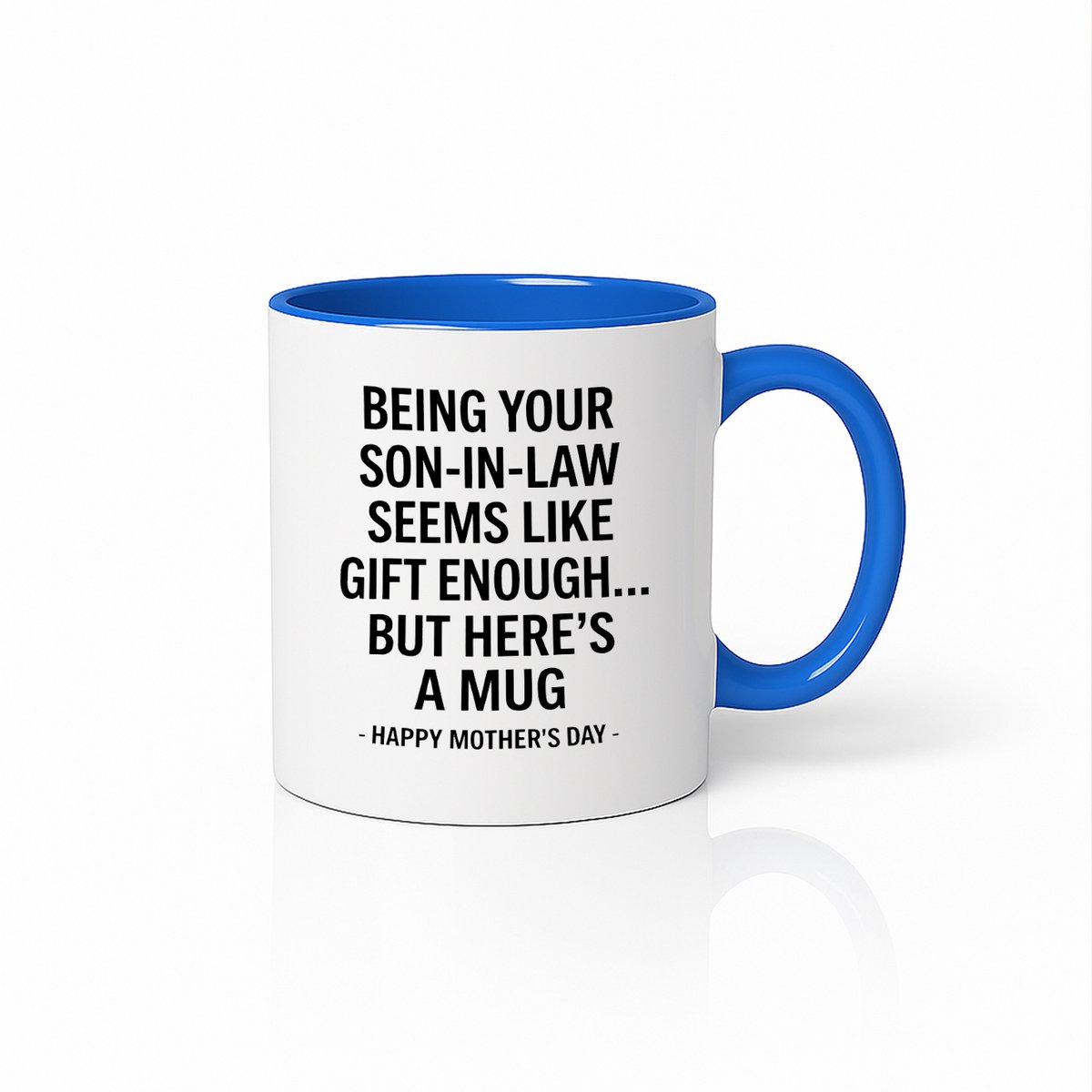 Cadeau voor Schoonmoeder - Grappige Schoonzoon Mok - Blauw/Wit Koffiebeker - 330ml