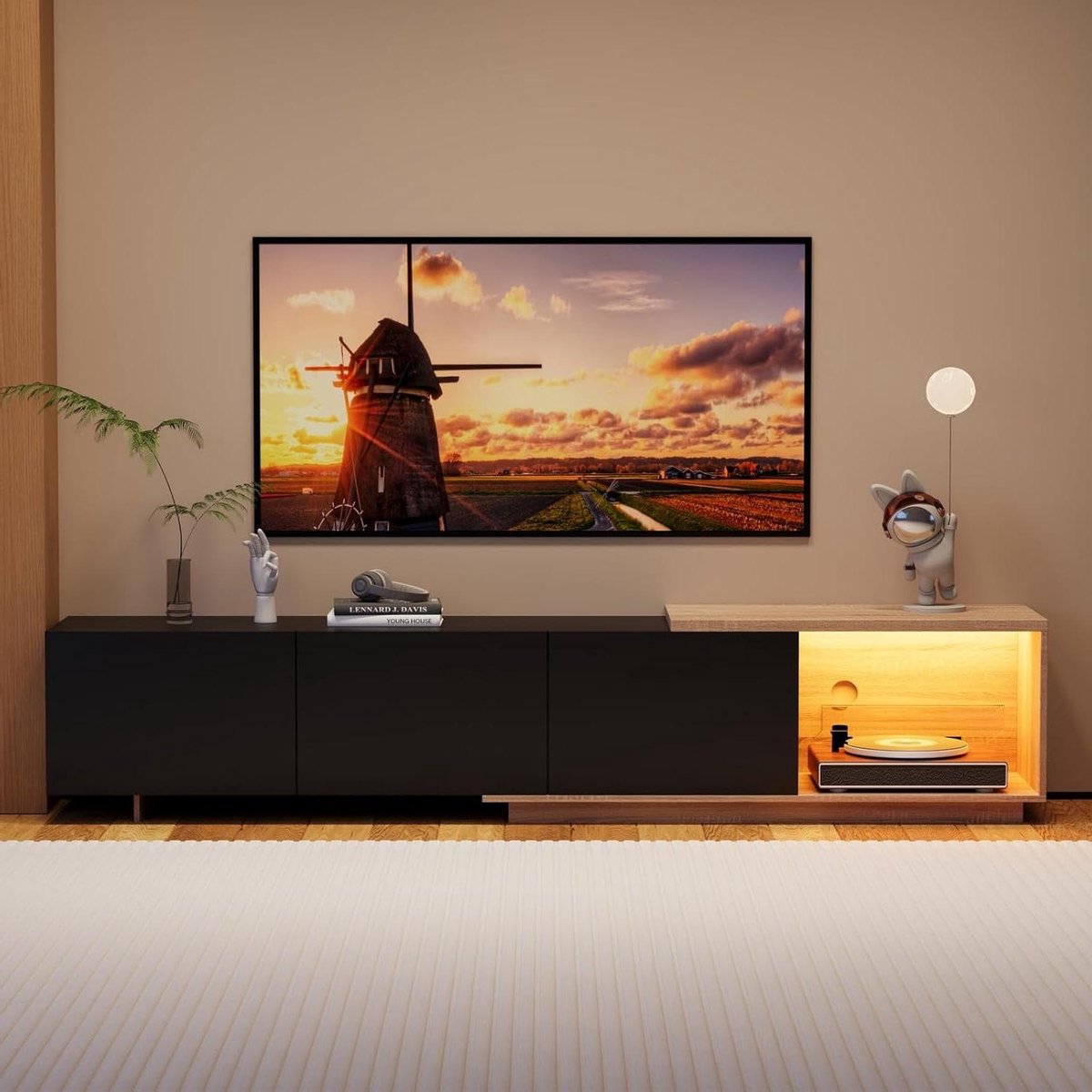 TV Kast - TV Meubel - Woonkamer - Uitschuifbaar - 240x38x44cm - Zwart
