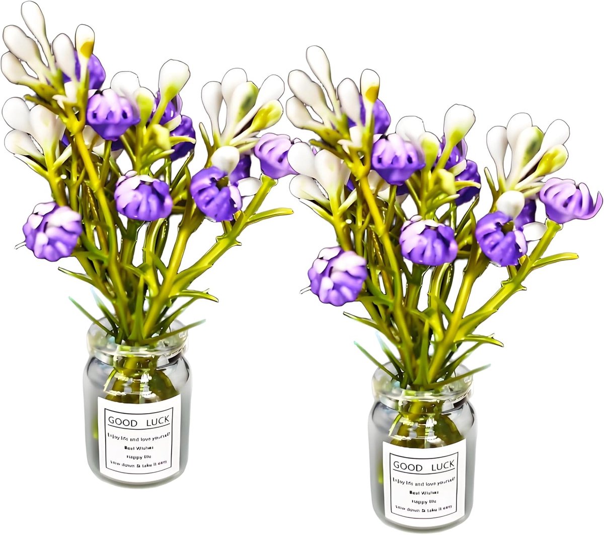 Miniatuur bloemenvazen - Poppenhuis decoratie - Doe-het-zelf ambacht - Handgemaakt realisme - Schaal 1:6 1:8 - Donkerpaars