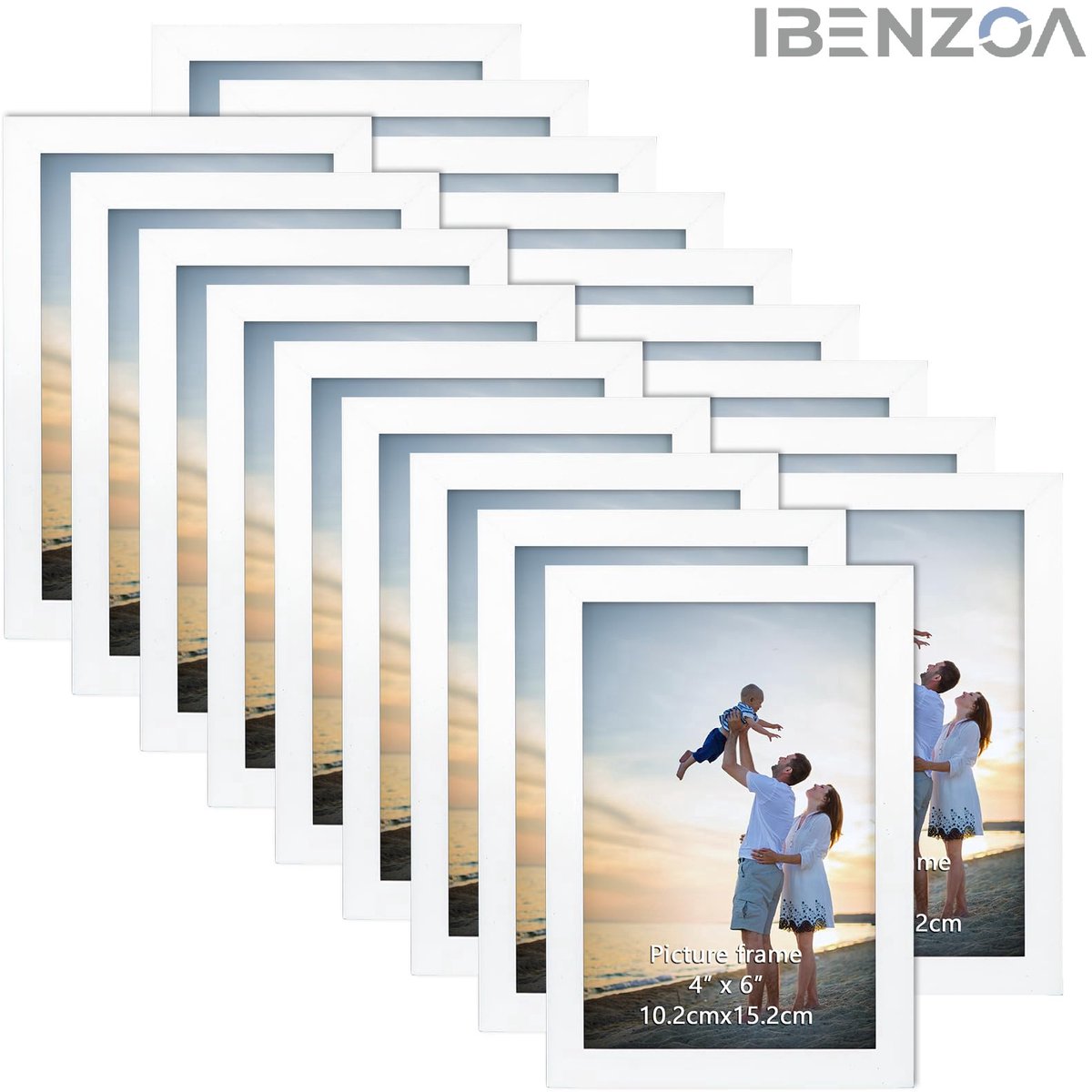 Ibenzoa Fotolijst - Wit - 10x15 cm - Set van 18 - Kunststof