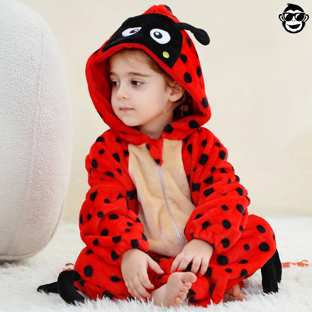 BoefieBoef Dieren Baby Onesie Peuter Pyjama Kinderen 6 maanden - 2 jaar – Lieveheerstbeestje – Verkleedkleding met Luierrits – Carnaval Dierenpak - Halloween en Kraamcadeau Tip – Zacht Flanel - Romper - Boxpak - Jongens - Meisjes - Kruippak - — afbeelding 10