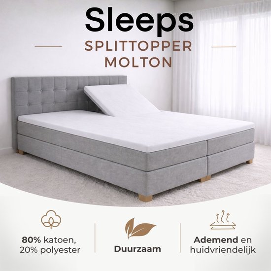 Sleeps Splittopper Molton Hoeslaken Stretch - 140x220 cm - Matrasbeschermer - Split Enkel