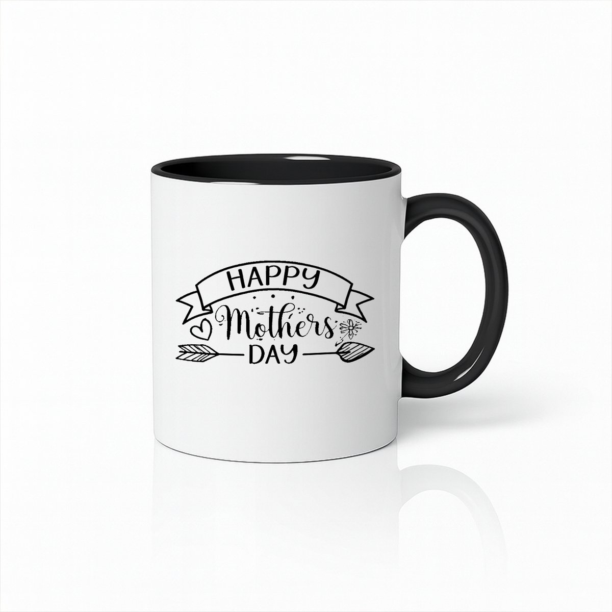 Happy Mother's Day Keramische Mok - 330ml - Moederdag Cadeau - Zwart & Wit