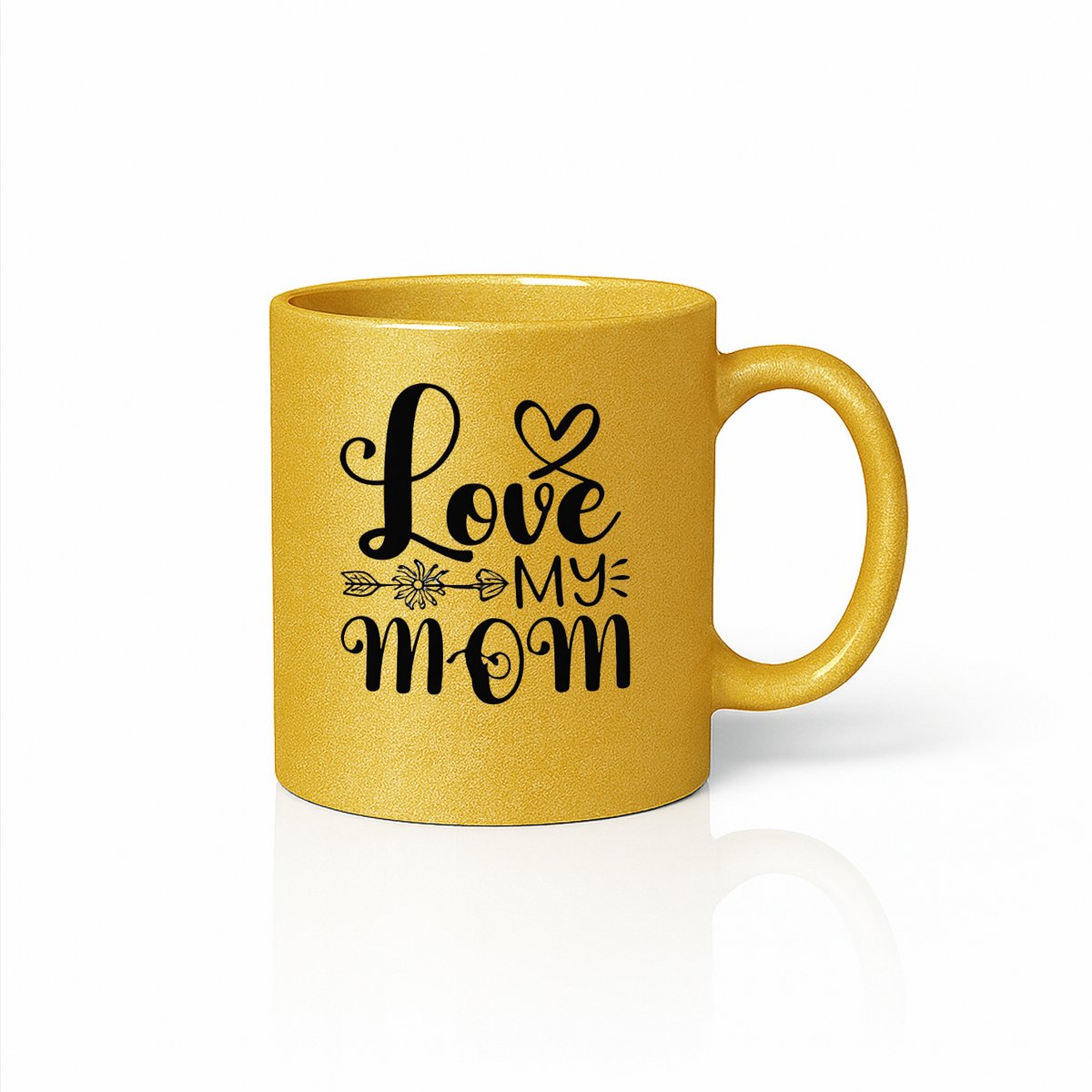 Love My Mom Koffiemok - Luxe Moederdag Cadeau - Gouden Metallic Mok - 330ml