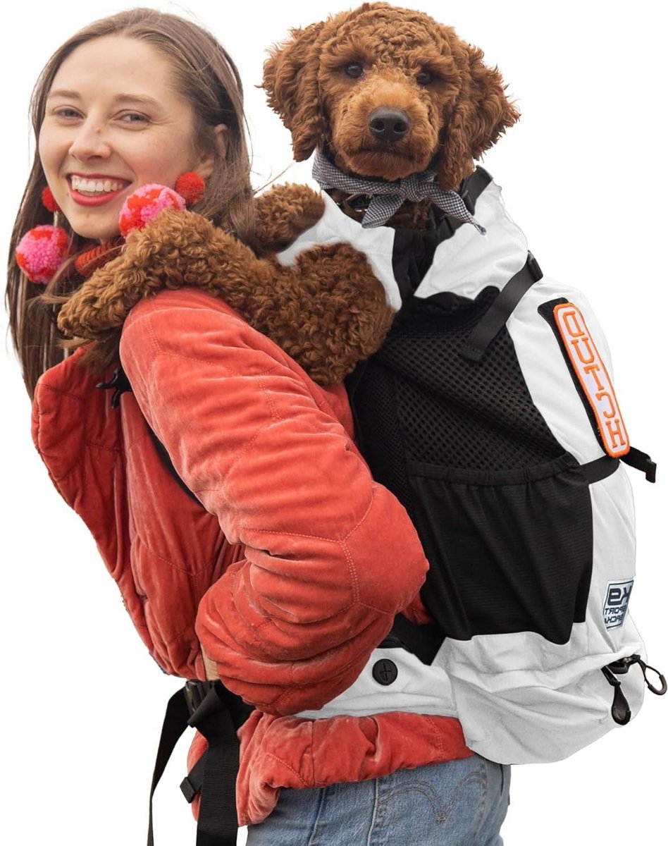 Hondenrugzak - Hondendrager - Wandelen met hond - Naar voren gericht ontwerp - XL formaat - Maangrijs