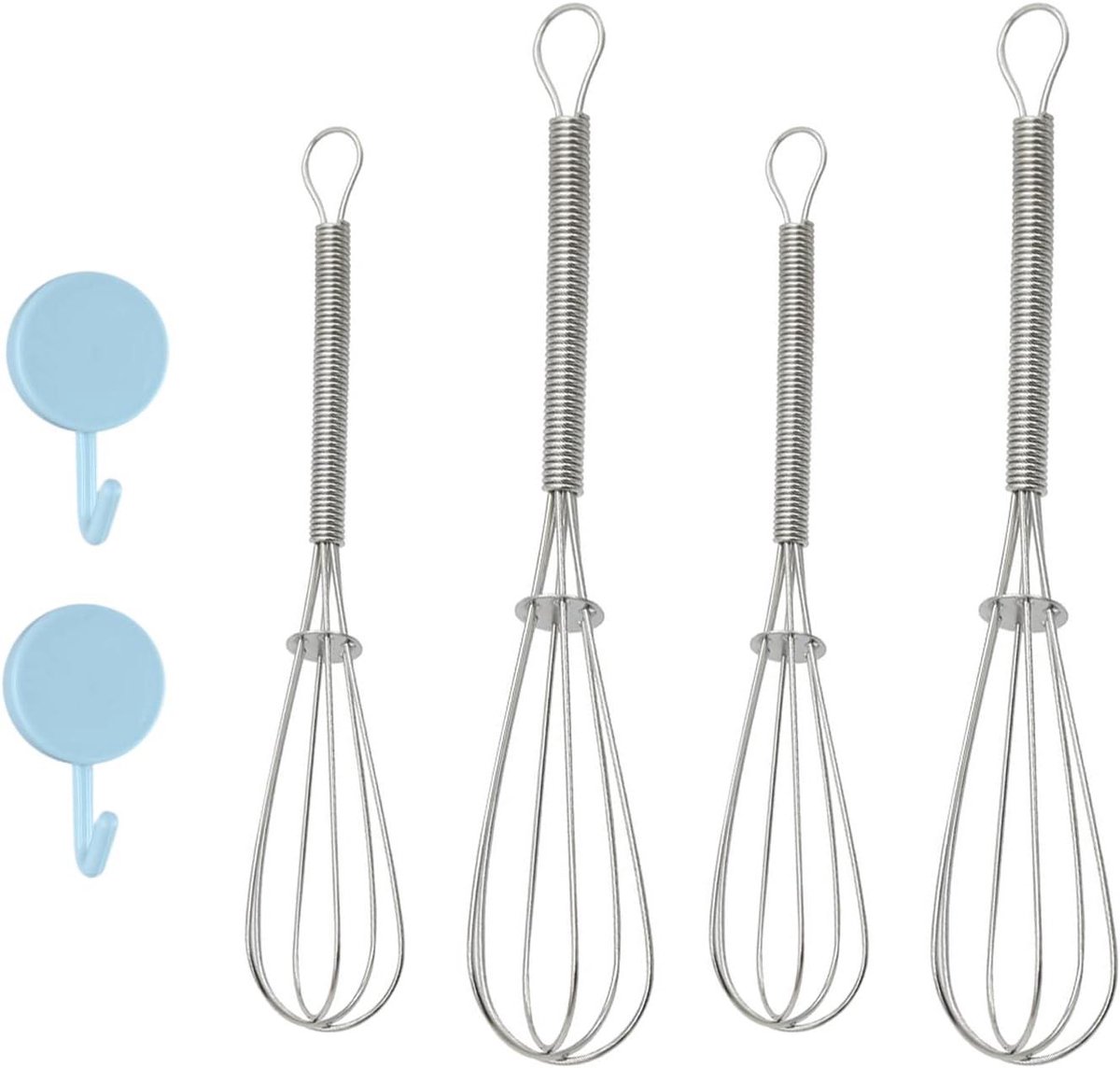 Eierklopper Set - Mini Klopper - Beslag Maken - Ergonomische Handgreep - 2 Maten - Zilver