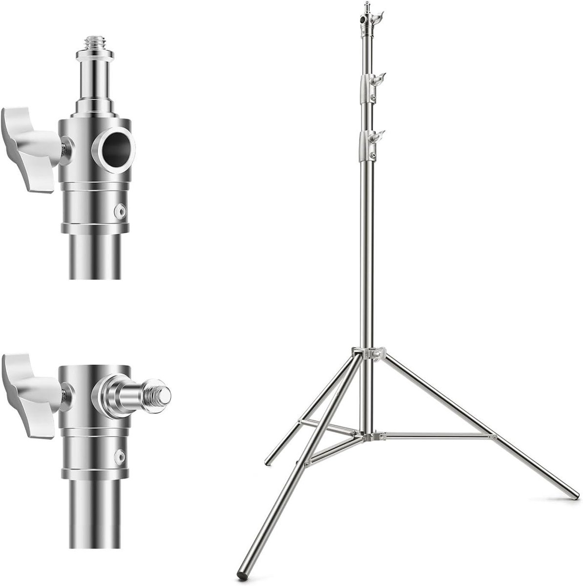 Lampstatief RVS - Fotostatief - Studio Verlichting - Veergedempt - 2.8 meter