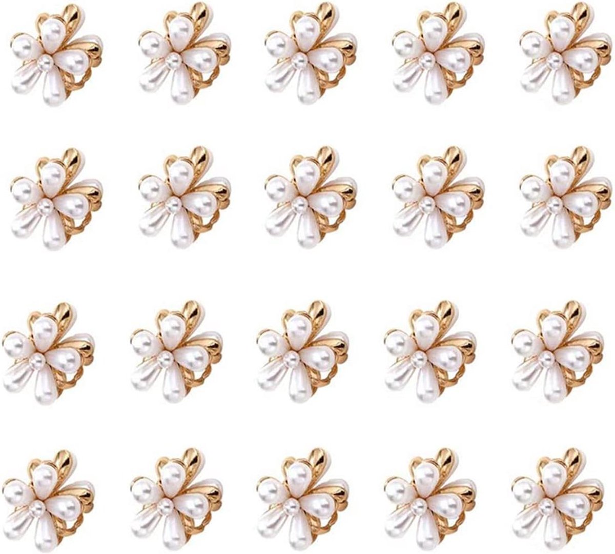 Haarclips Parel - Kleine Clips - Dagelijks Gebruik - Mini Bloem Ontwerp - 20 Stuks - Wit
