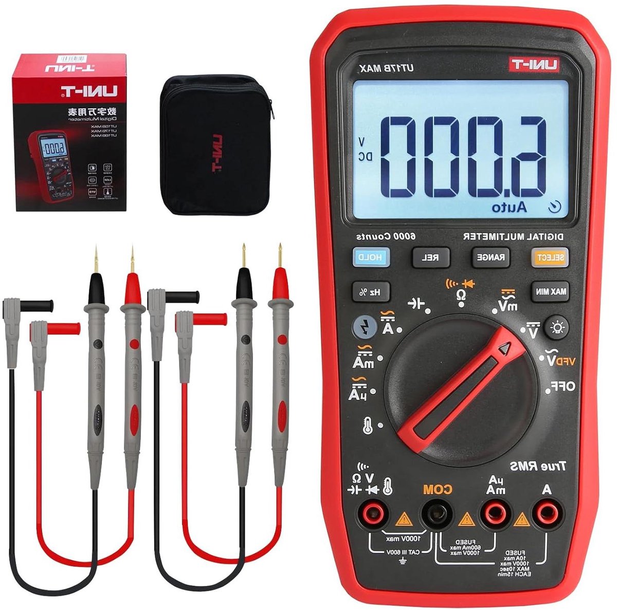Digitale Multimeter - Spanning Ampèremeter - Elektrische Metingen - True RMS VFD - 1000V Capaciteit - Rood
