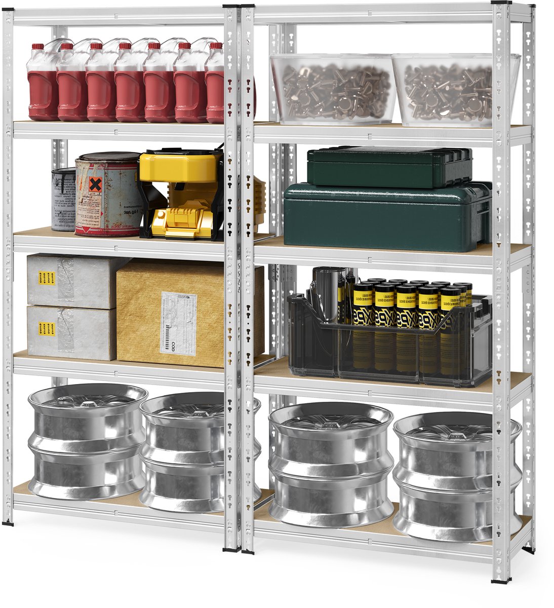 SONGMICS - Stellingkast - Opbergrek - 2-Delig - Vlinderkliksysteem - Max 875 kg - Verstelbare