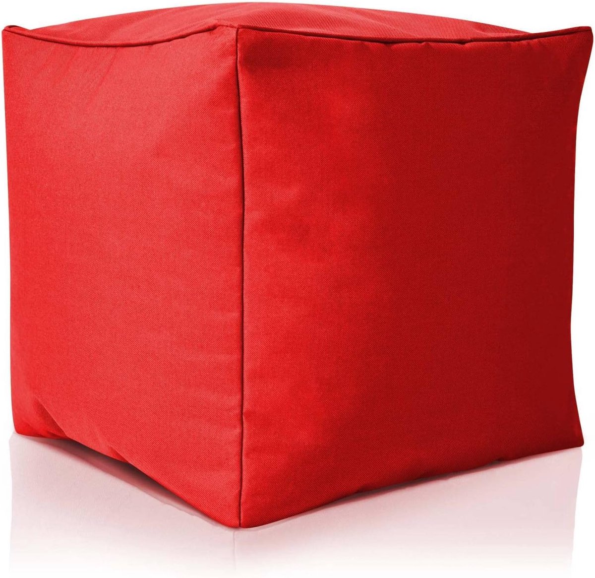 Poef Krukje Vierkant - Voetenbankje Zitkussen - Buiten Zitten - Waterafstotend Vlekbestendig - 40x40x40 cm - Rood