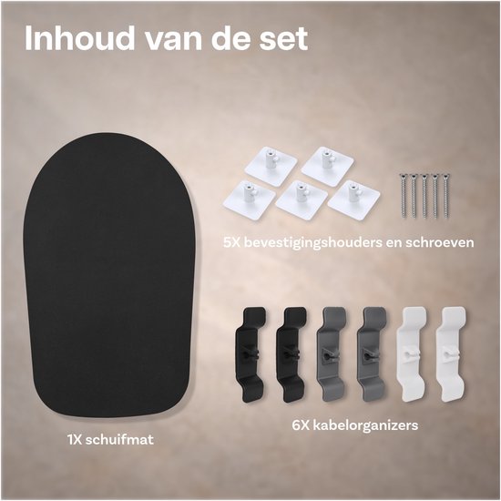 3-in-1 Organizer Set voor KitchenAid 4,5–5,5 Tilt-Head Stand Mixers Artisan & Classic Series van MMOBIEL - 12-delige Set met 5x Bevestigingshouders, 6x Kabel Organizers & 1x Schuifmat — afbeelding 3