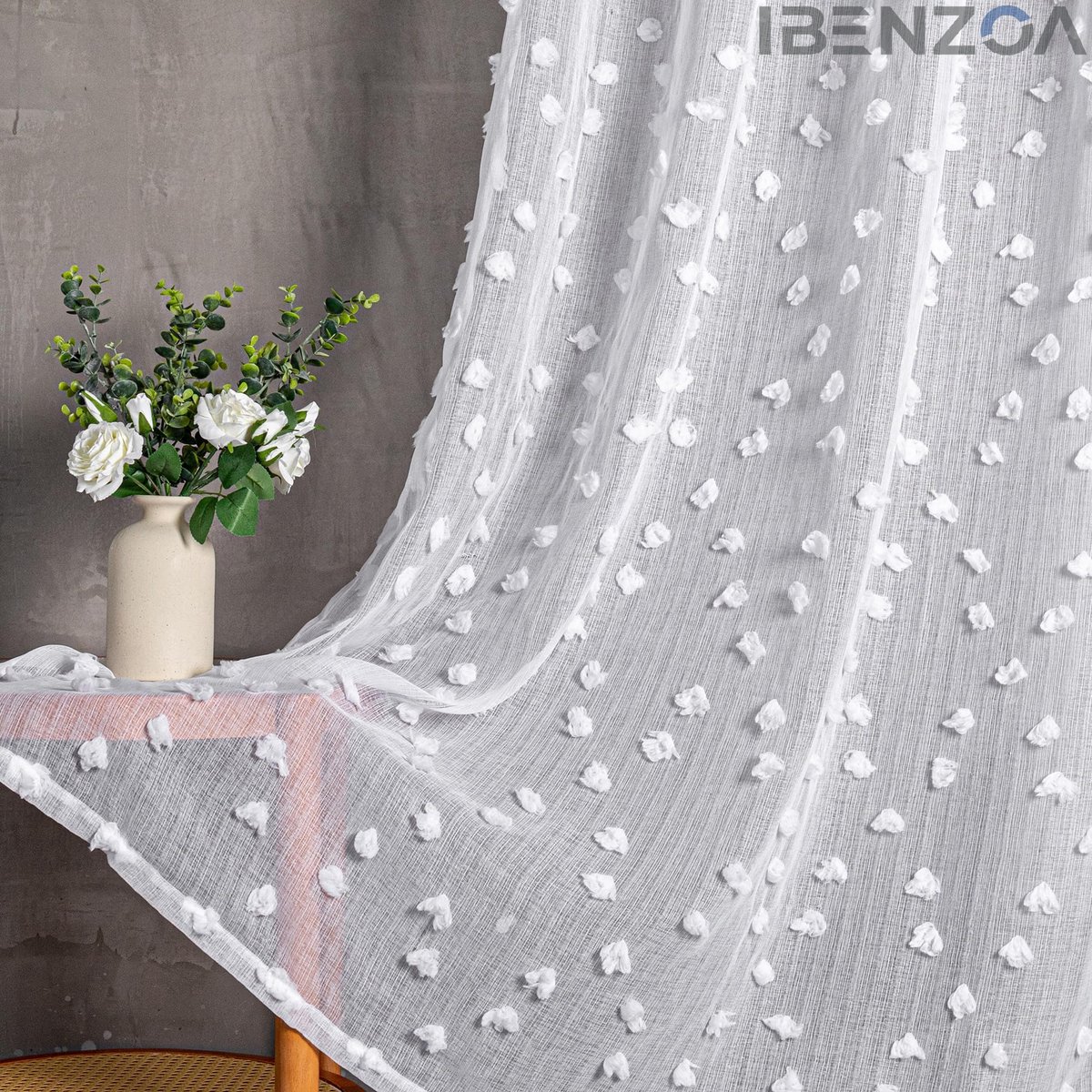 Ibenzoa Elegante Gordijnen - Wit - 245x140 cm - Polyester - Met Ringen