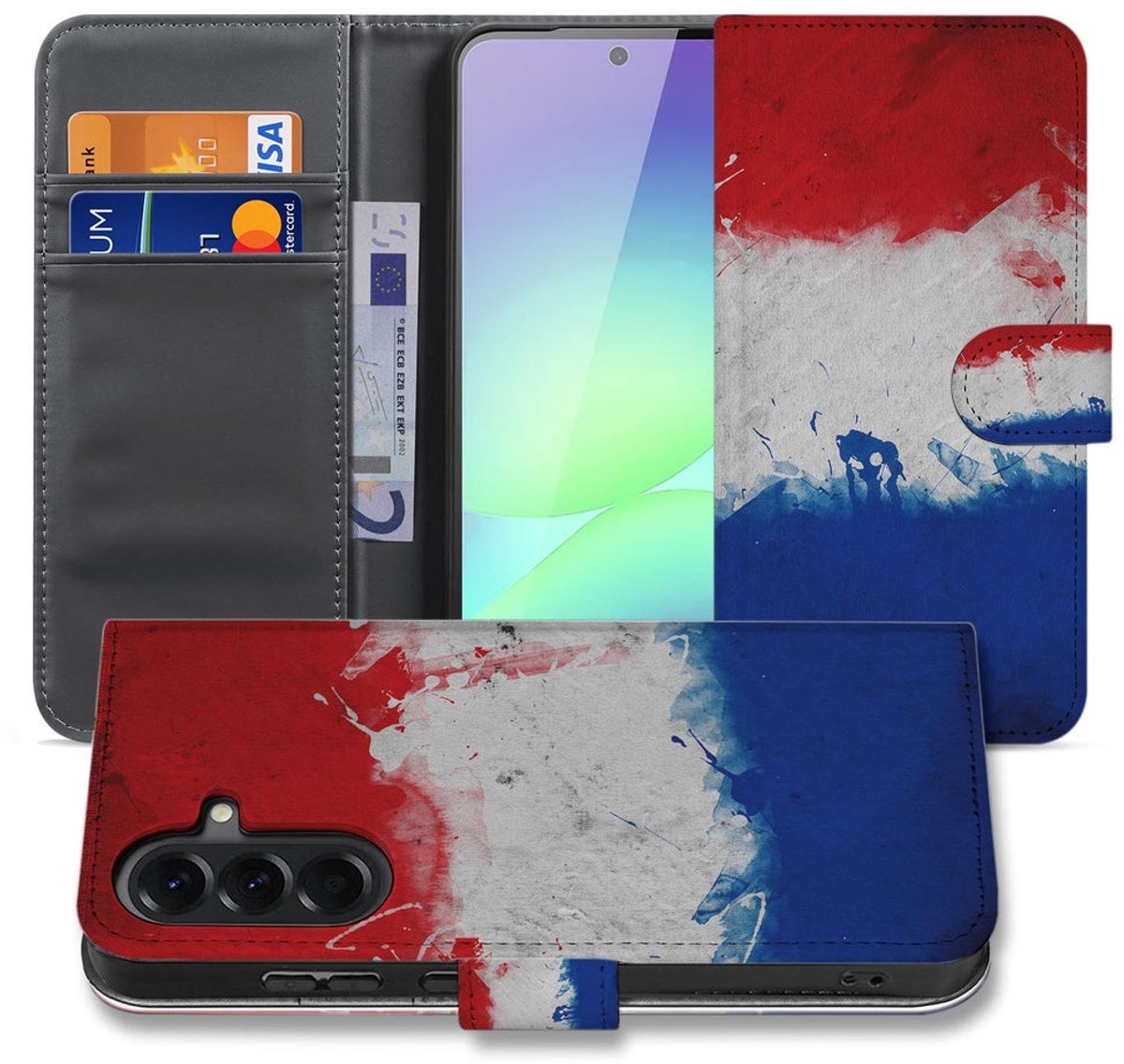 Samsung Galaxy A37 Book Case Hoesje Nederlandse Vlag met Pasjeshouder