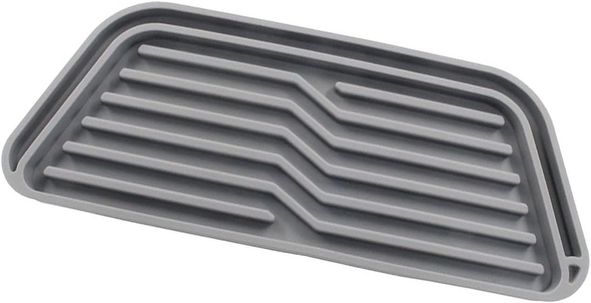Koelkast Druppelbak - Water Opvangbak - Netheid Keuken - Antislip Siliconen - 20.8 x 7.9 cm - Zwart Grijs