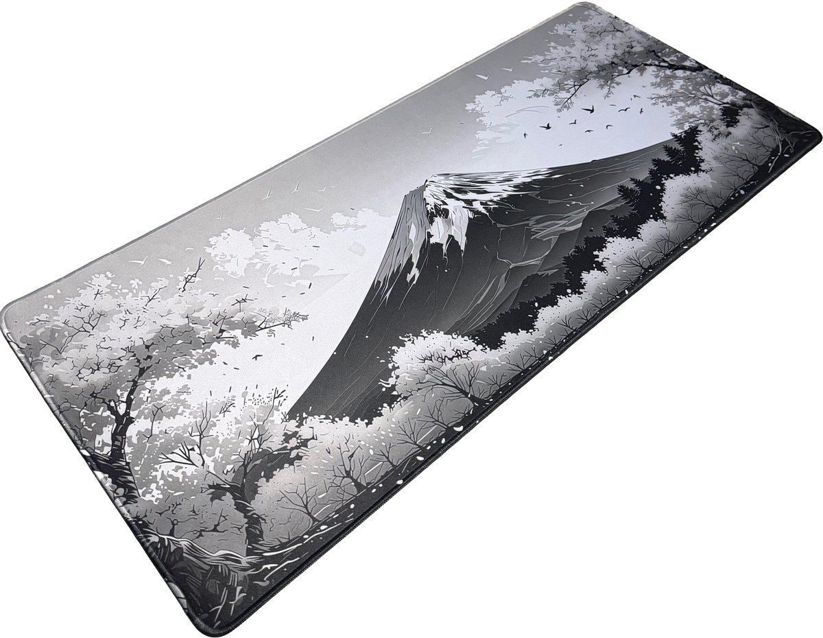 Muismat xxl - Fuji Blossom Zwart- Gaming - 900 x 400 x 3 mm - Antislip