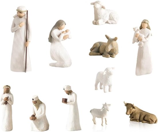 Kerststal Figurenset - Geboorte Beeldjes - Kerstdagen Decoratie - 10 Delige Set - 24x16x14cm - Foto Kleur