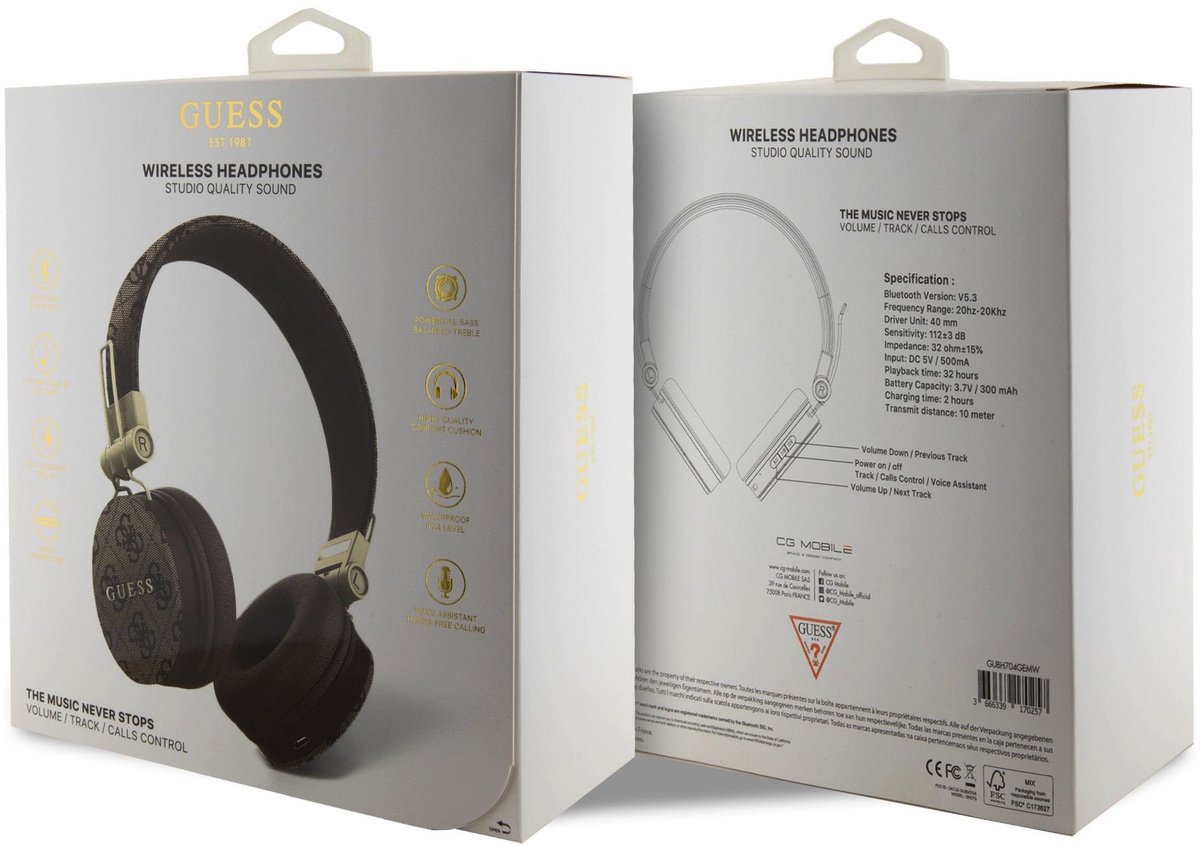 Guess 4G Bluetooth On-Ear Koptelefoon - Bruin - afbeelding 3