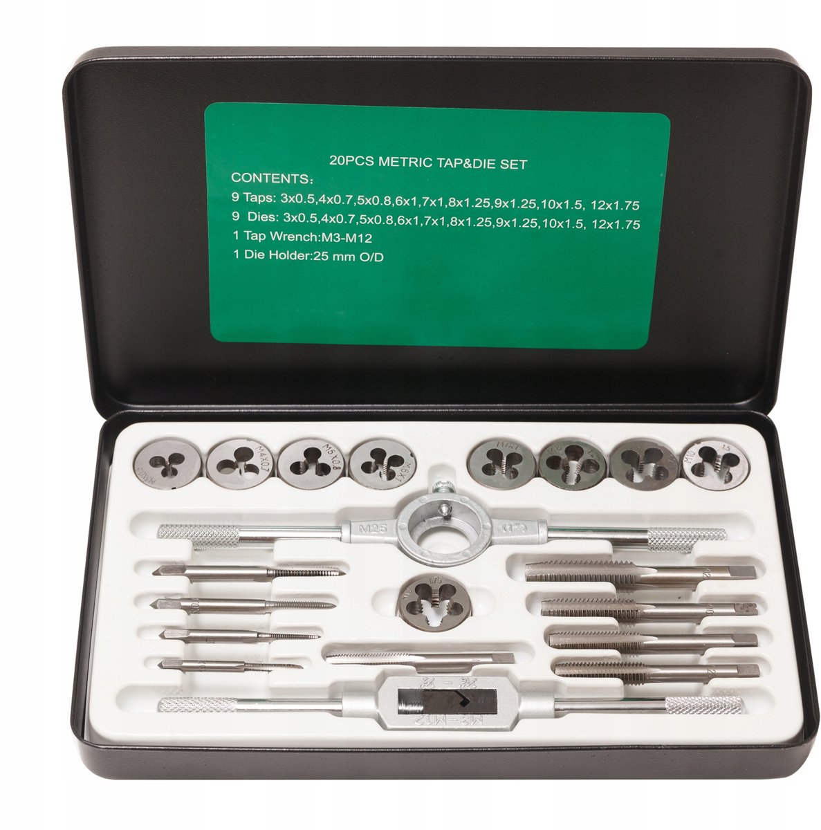 Rockforce RF-M020-1 - Gereedschapsset - 20-delig - Metalen Koffer - Metrische en NPT-schroefdraad