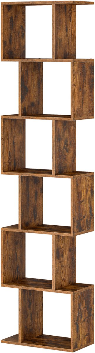 Vasagle Boekenkast - Met 6 Niveaus - Vrijstaand - Voor Woonkamer Slaapkamer Kantoor vintagebruin