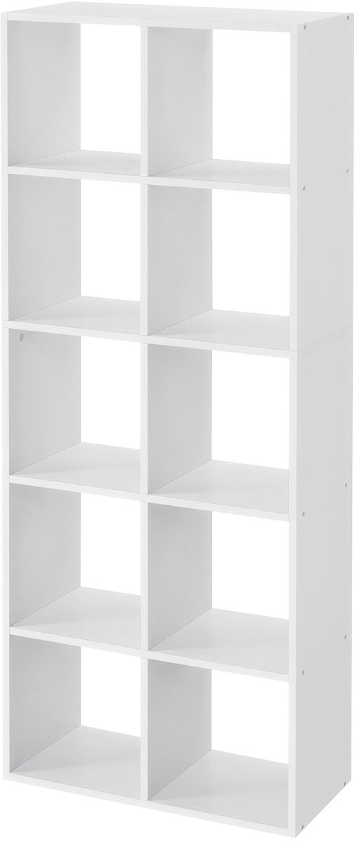 Vasagle Kast - Boekenkast - Met 10 Vakken - Staand Opbergrek - Voor Woonkamer Kantoor Slaapkamer Wit