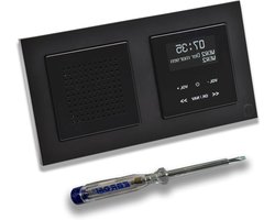 Merten MEG4375-0303 inbouwradio DAB+ en Bluetooth met luidspreker in zwart glanzend, stijlvol afgestemd met M-Pure zwart mat frame, incl. montage EBROM