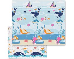 Sweety Fox - Baby children's play mat 150x180x1 cm XXL floor mat in thick reversible folding foam - Baby play mat - Baby floor mat to promote sensory development