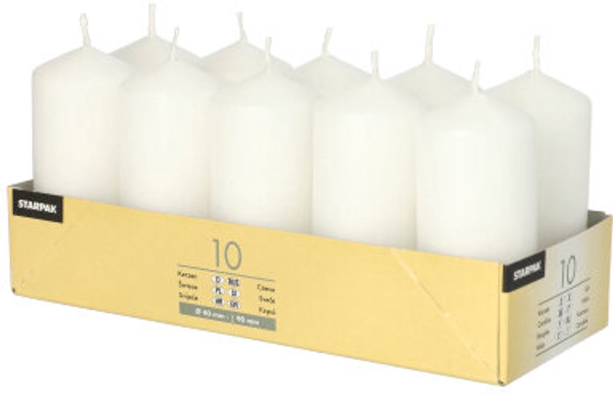 4x 10 Stompkaarsen Ø 40 mm · 90 mm wit