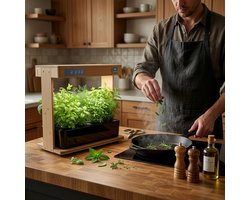 Lumegro Hydrocultuur Kweeksysteem Kitchin Style Black set compleet. Smart Garden intelligente binnentuin moestuin, compleet met 15 soorten kruidenzaden.