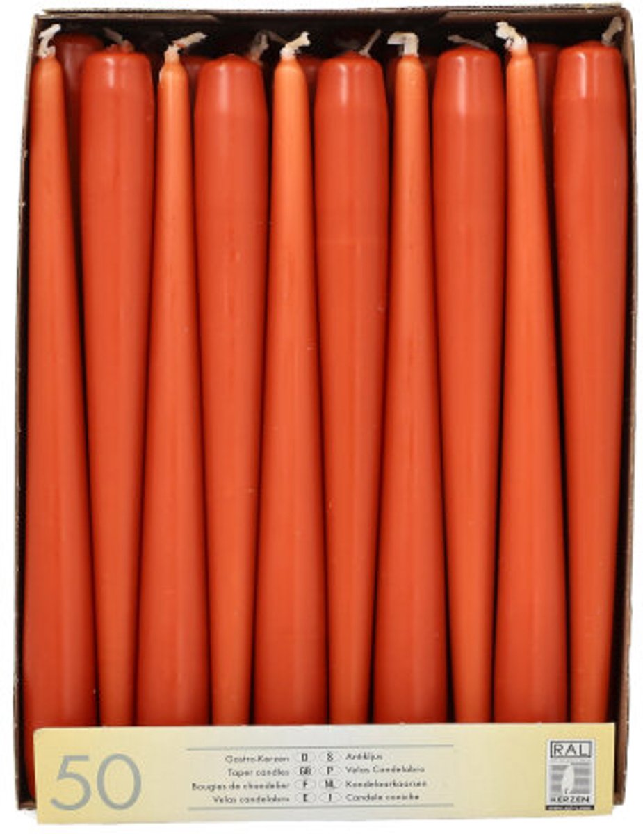 2x 50 Kandelaarkaarsen Ø 22 cm · 25 cm roestbruin