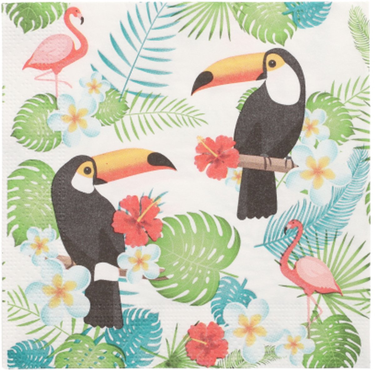 10x 20 Servetten 3-laags 1/4 vouw 33 cm x 33 cm Toucans