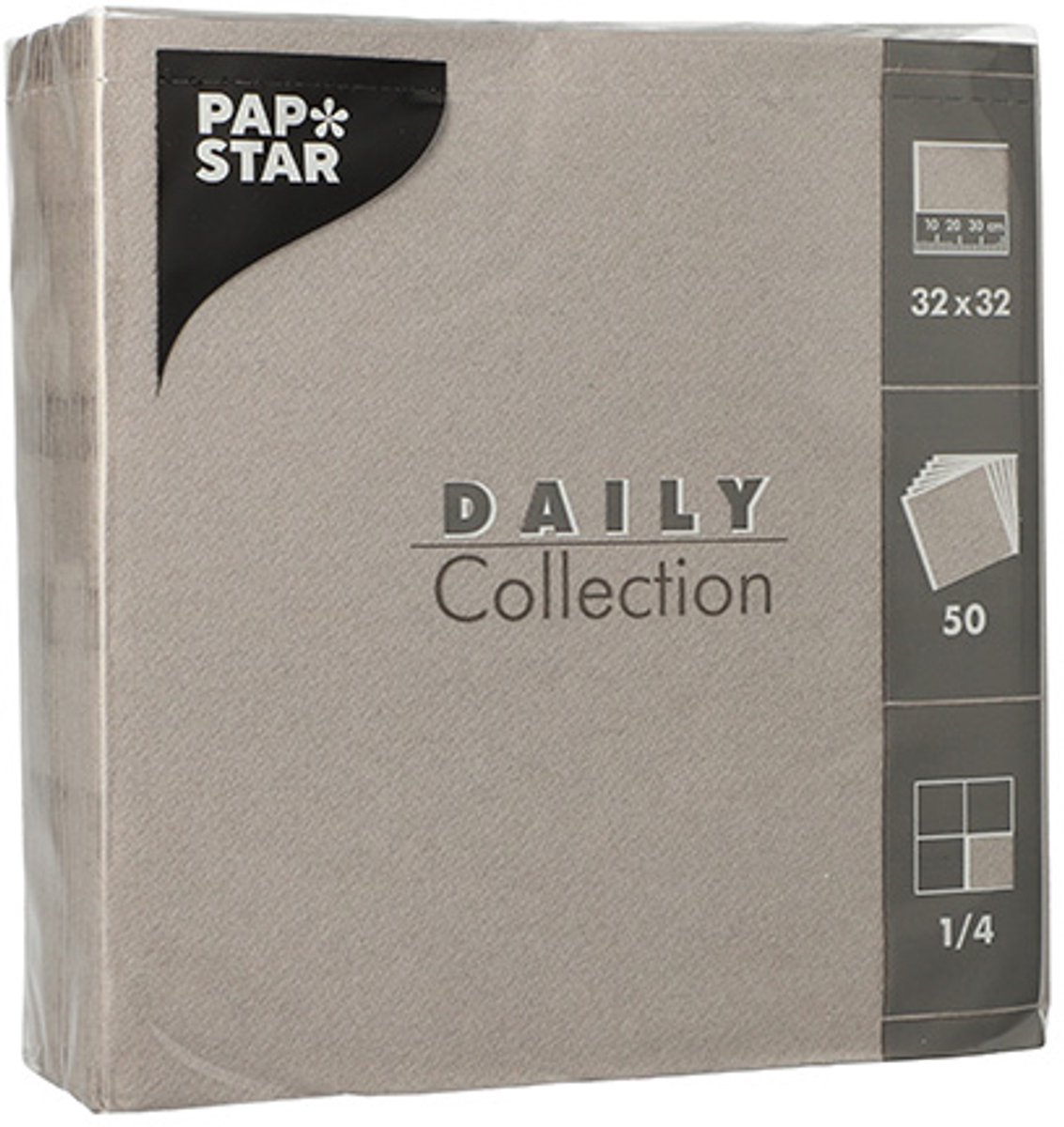 14x 50 Servetten DAILY Collection 1/4 vouw 32 cm x 32 cm grijs