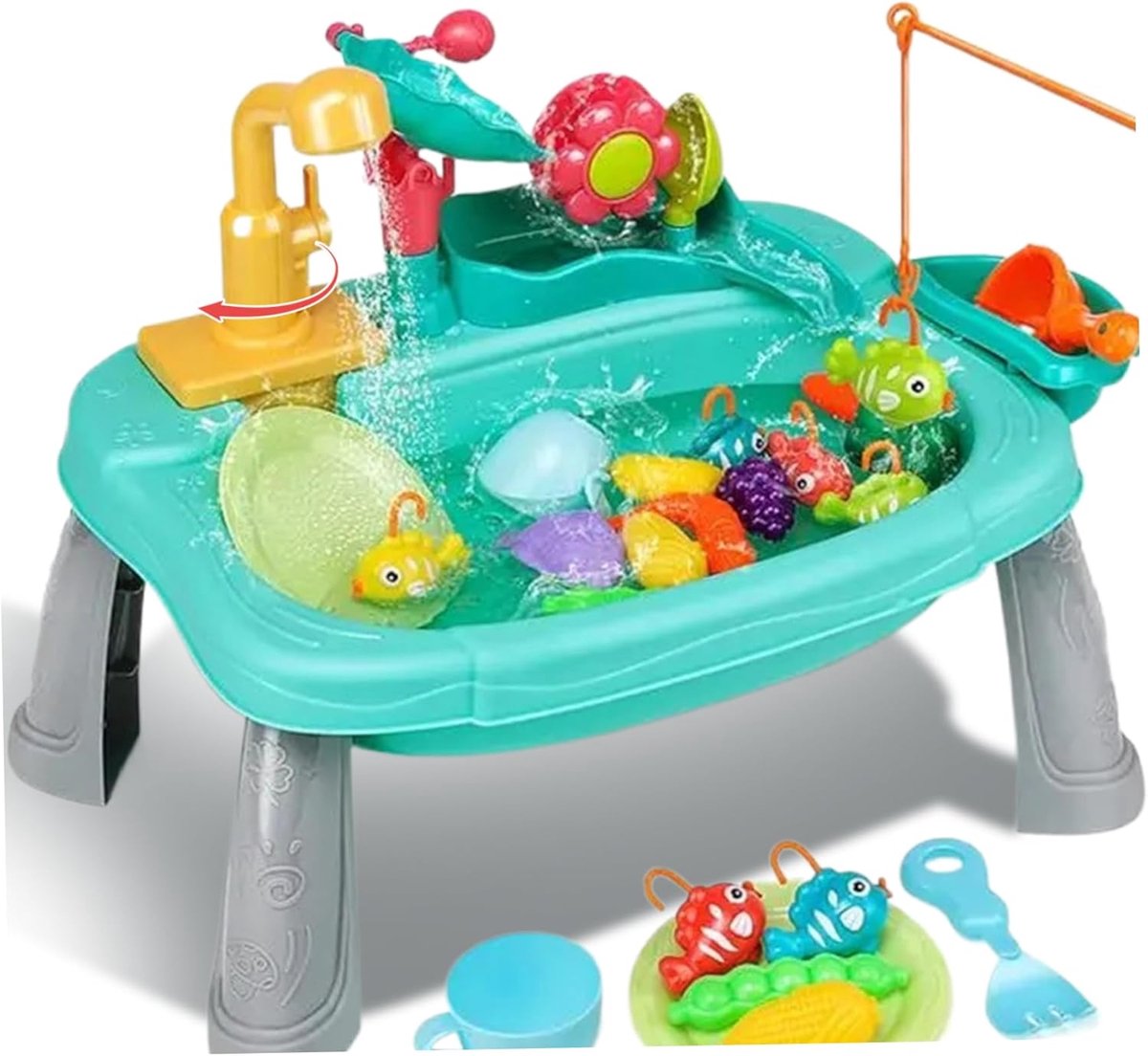 Watertafel Kinderen - Sensorische Tafel - Buiten Spelen - Elektrische Waterpomp - 32x27x10 cm - Groen
